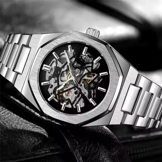 Forsining 344D Luxury Fashion Men's Mechanical Watch Skeleton Hollow Exquisite Dial Business Men's Automatic Watch reloj hombre