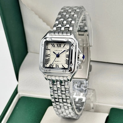2026 Montre Femme Tendance Calendrier Acier Inoxydable Luxe Dames Montres à Quartz Horloge Féminine Business (Sans Boîte)