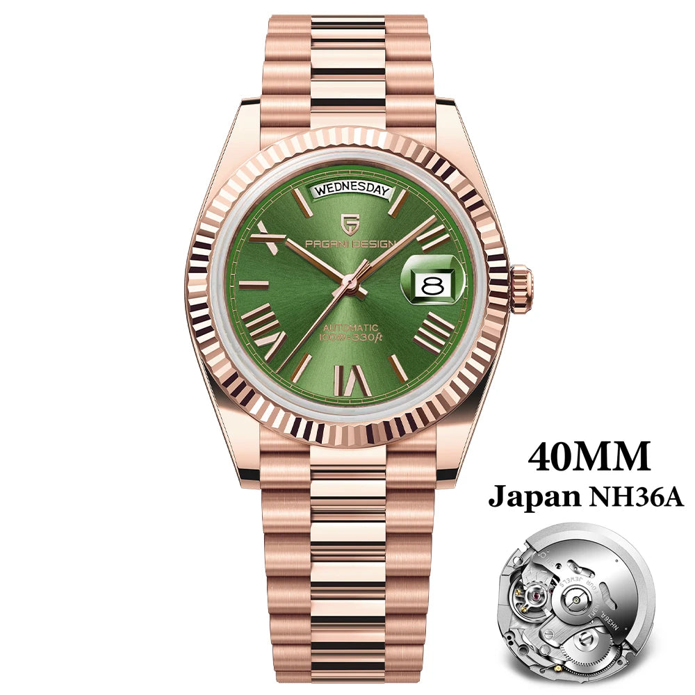 PAGANI DESIGN 2026 Nouvelle Montre Automatique Luxe Or Rose DD40 Pour Homme NH36A Montre-Bracelet Mécanique Homme Étanche en Acier Inoxydable