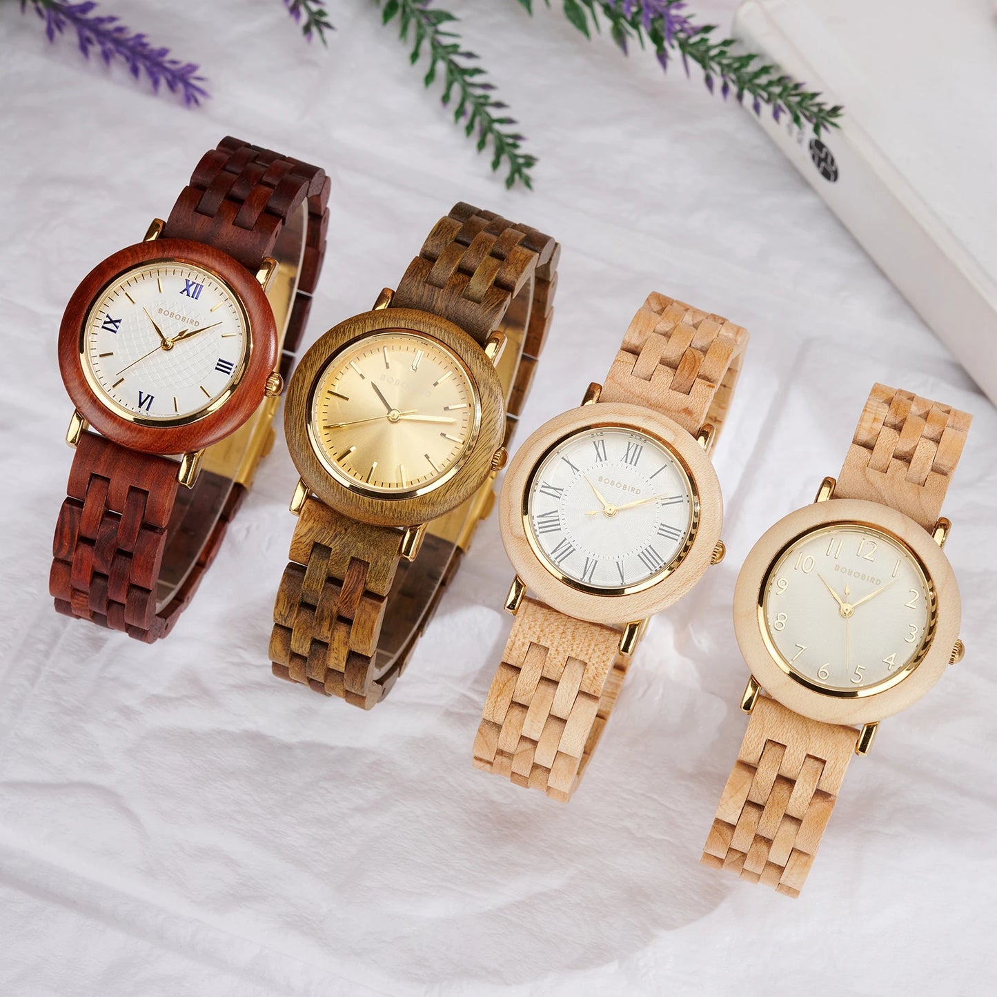 Montre en bois BOBO BIRD pour femmes 2025 Nouvelle montre-bracelet à quartz élégante pour dames et filles Montre en bois naturel Cadeau pour petite amie