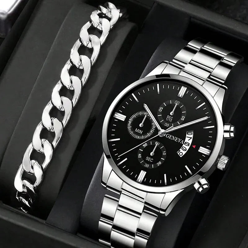 Montre Bracelet Homme Luxe Calendrier Quartz Montre-Bracelet Affaires Homme Montre Horloge Homme Bracelet