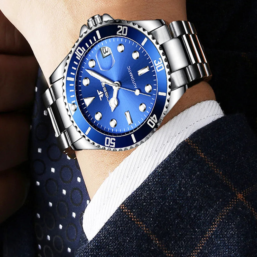FNGEEN 9001 Luxury Brand Men Watch Steel Tourbillon Skeleton Mechanical Watches Luminous Automatic Date Diamond Wristwatch