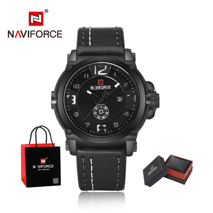 NAVIFORCE NF9099 Montre Militaire en Cuir à Quartz pour Homme Horloge Étanche Garçon Montres de Sport