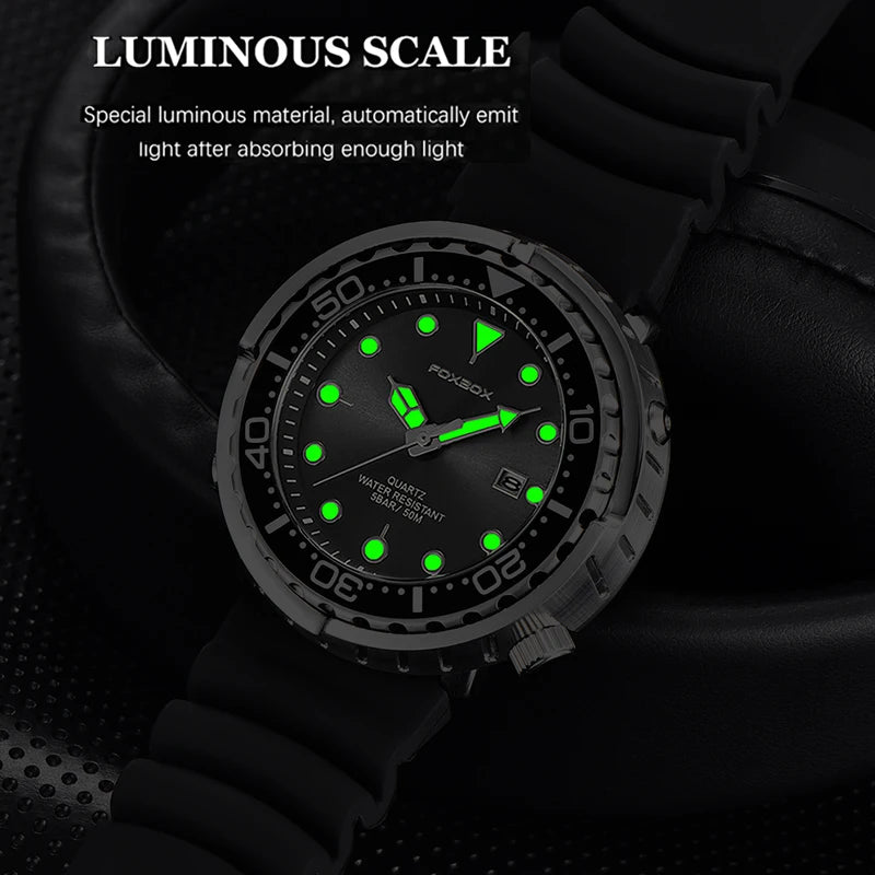 2026 LIGE Montres de mode pour hommes Foxbox Top Marque Luxe 5ATM Sports Étanche Montre Homme Quartz Date Horloge Lumineuse+Boîte