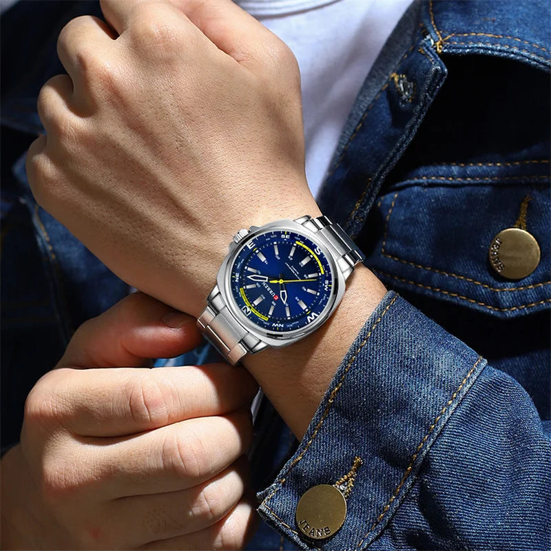 CURREN 8455 Montre à quartz de mode pour hommes Montre-bracelet de luxe étanche en acier inoxydable avec veilleuse reloj hombre