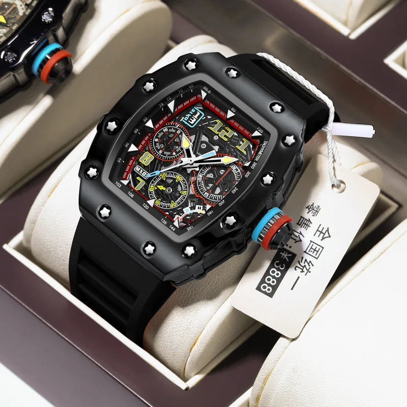 Barrel Hollow Fake Mechanical Watch Men Richard Luminous Calendar Foreign Trade Cross-border Tide Luxury Waterproof Watches