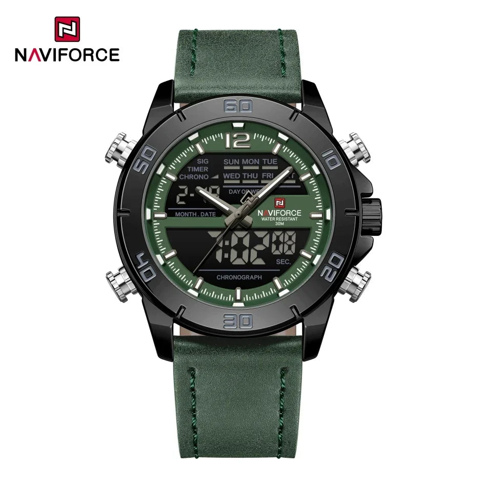 NAVIFORCE NF9253L Luminous Day Date Leather Band Watch