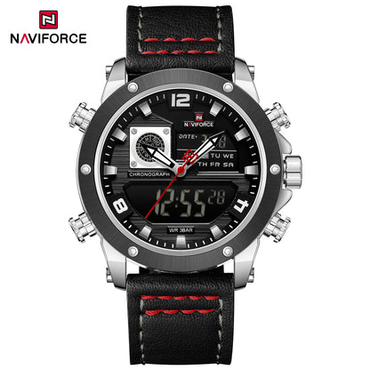 NAVIFORCE Double Display Leather Band Watch