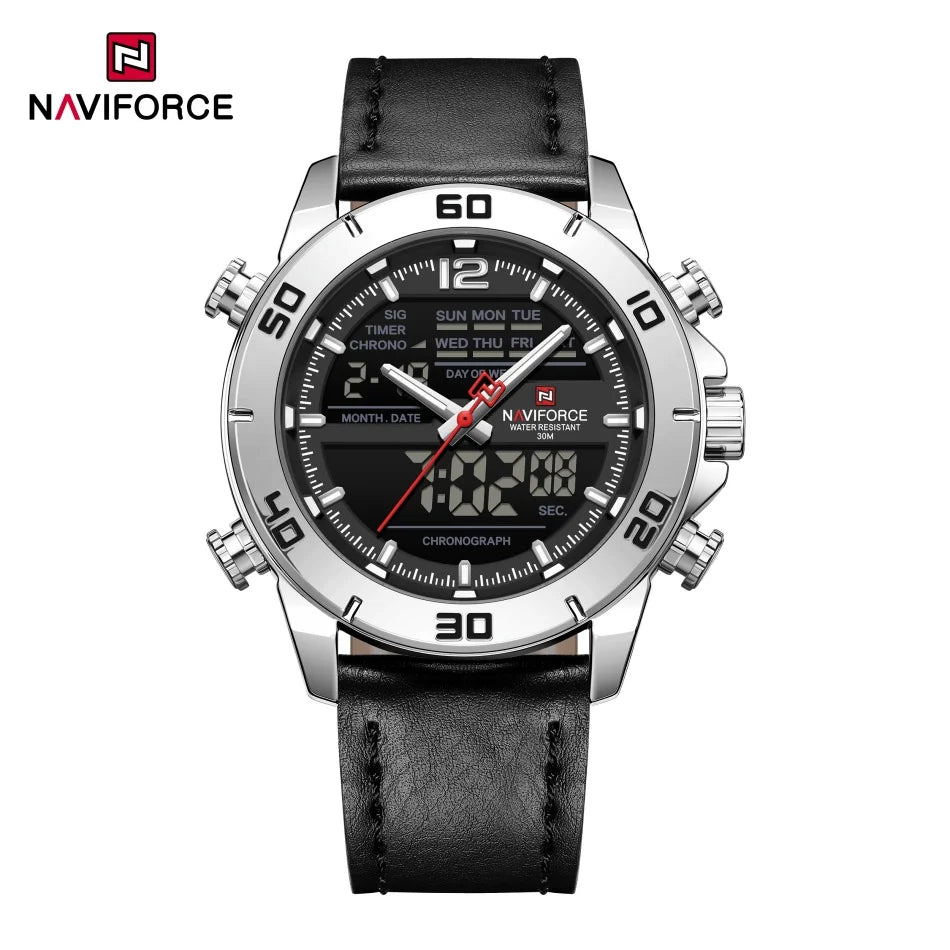 NAVIFORCE NF9253L Genuine Leather Band Luminous Date Clock