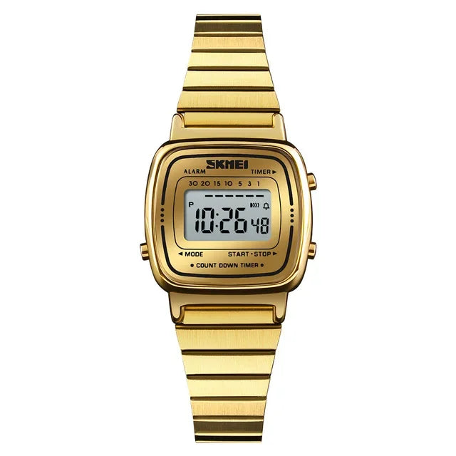 SKMEI 1901 Montre de luxe pour femmes Petit cadran numérique Chronographe Calendrier Montre étanche pour femmes Montre-bracelet Horloge Montre femme 1620