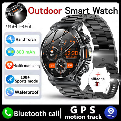 Nouvelle montre intelligente de sport robuste d'extérieur, écran HD 1,8" 390*390, batterie longue durée 800 mAh, suivi de la condition physique, calories, distance.