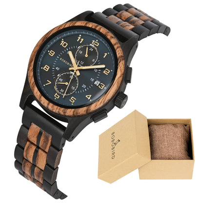 Montre en bois BOBO BIRD pour homme, Montre-bracelet vintage faite à la main, Nouvelle montre en quartz en bois élégante, Montre en bois naturelle unique et personnalisée