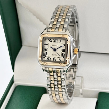 Montre femme tendance 2026, calendrier, acier inoxydable, luxe, quartz, affaires, horloge féminine (sans boîte)