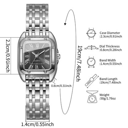 Luxury Square Women Quartz Watch Fashion Roma Dial Ladies Wristwatch Reloj Mujer Girls Clock Gift (Without Box)