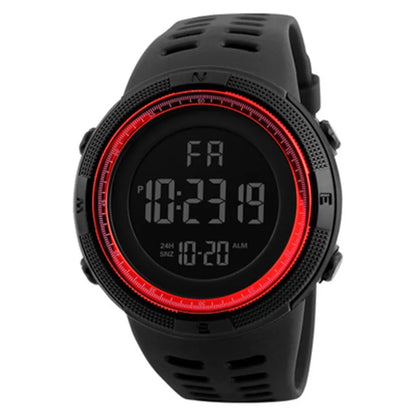 Military digital watch with LED display and multifunction features
