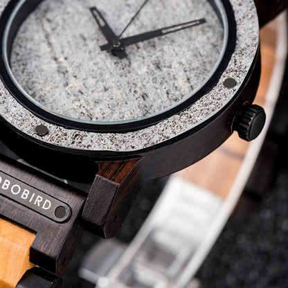 Montre en pierre BOBO BIRD pour hommes Relogio Masculino 2022 Nouvelle montre-bracelet en bois pour hommes Cadeau de Noël personnalisé Dropshipping