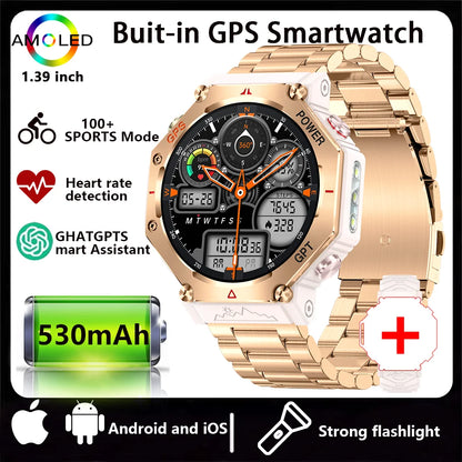 Montre intelligente 2026 Nouvelle IA ChatGPT 3ATM Étanche GPS Double bande GNSS Boussole Militaire Sport Montre intelligente Homme Femme