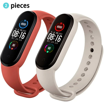 2PCS Watch Strap For Xiaomi Mi Band 7 6 5 4 3 Wristband Silicone Bracelet Wrist Straps MiBand 3/4 band6 Smartwatch Accessories
