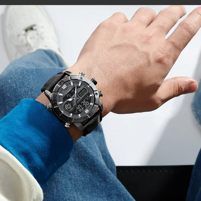 Montre à Quartz NAVIFORCE Hommes Double Fuseau Horaire Date Illumination Nocturne Classique Affaires Montre Homme Luxe Original Étanche