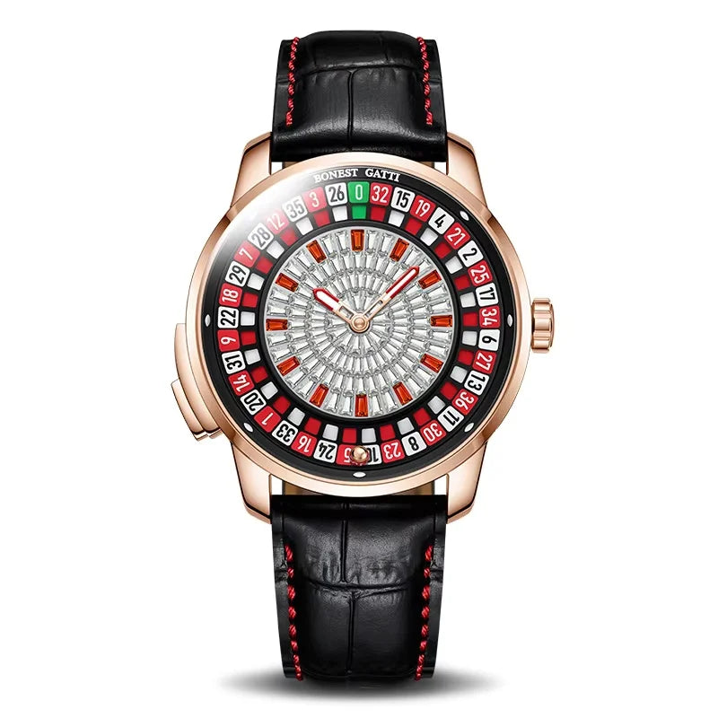 BONEST GATTI Men Automatic Watches European Button Roulette Fun Game Sapphire Glass Mechanical Watch Diamond Dial Men's Watch