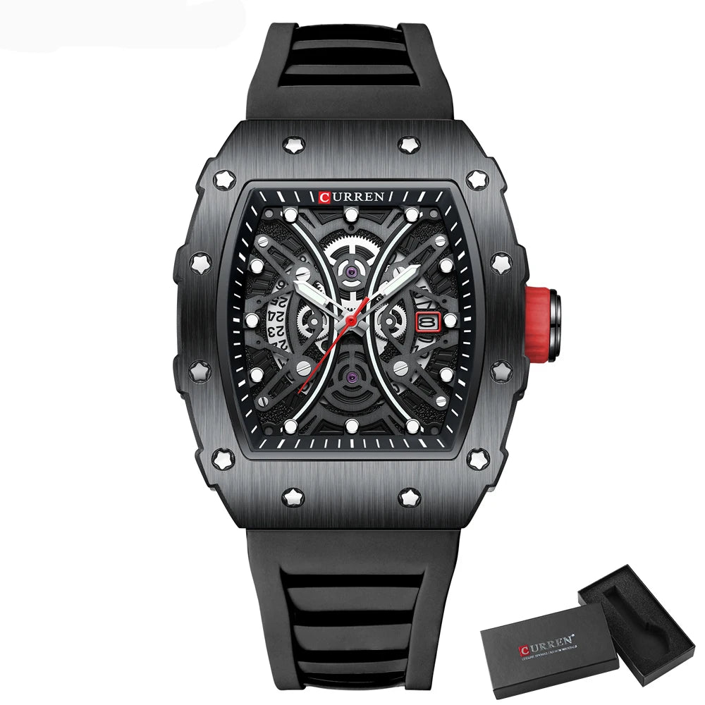CURREN 3D Collection Rectangular Silicone Strap Watch