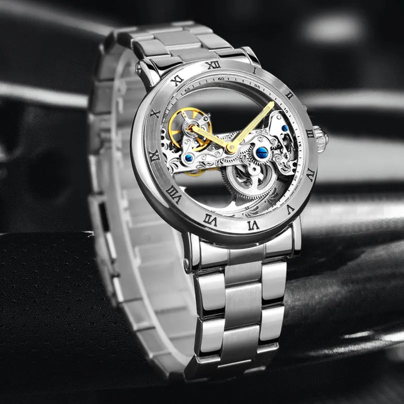 2026 Montre-bracelet de luxe originale en acier inoxydable avec squelette, tourbillon, automatique, mécanique, étanche et lumineuse pour homme