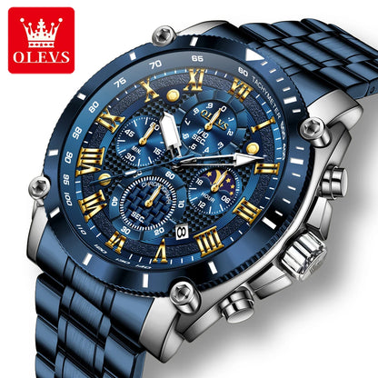 OLEVS 2025 Nouvelle Montre Homme Top Marque Luxe Montre Homme Acier Inoxydable Étanche Sport Quartz Chronographe Montre-Bracelet Homme Relogio