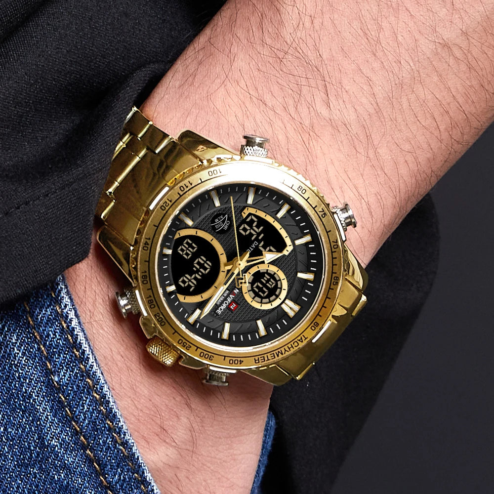 NAVIFORCE 2025 Nouvelle Montre Sport Homme Luxe Originale Montre-Bracelet en Acier Inoxydable Hommes Double Affichage Militaire Montres Étanche