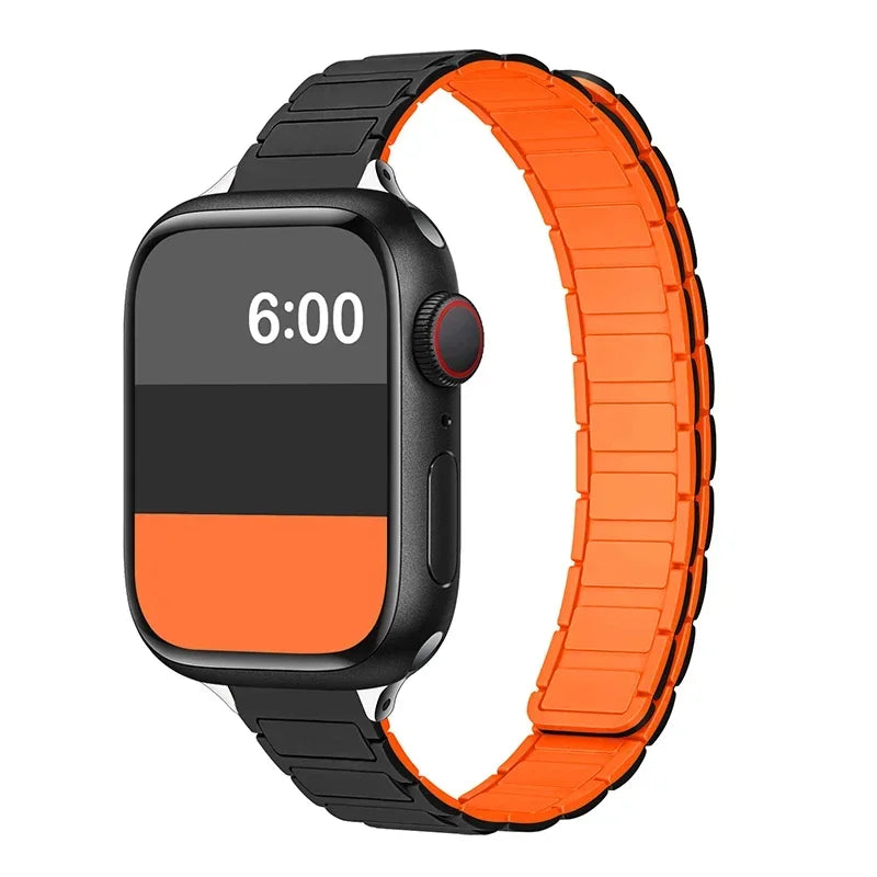 Bracelet fin en silicone à sangle magnétique pour femme pour Apple Watch S11 10 46/42mm 45mm 44 38mm 40mm 41mm 42mm iWatch SE 9 8 7 6 5 4 3 2 1