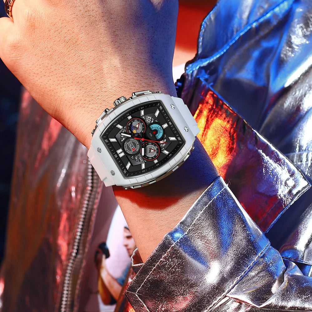 Montres-bracelets de mode en quartz OFNS pour homme, lumineuses, étanches, chronographe, calendrier, bracelet en silicone, montre de sport de luxe d'extérieur pour homme