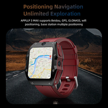 Montre Connectée Android 4G 4+128Go GPS Double Caméra Carte SIM NFC Étanche IP68 APPLLP 3 MAX