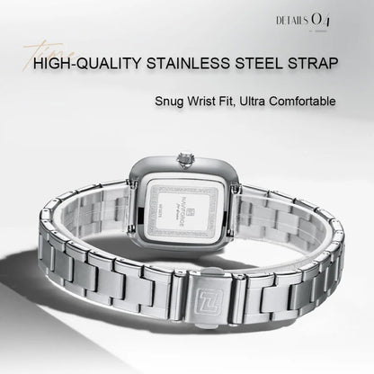 NAVIFORCE Montres Fashion Femme Sport 30M Étanche Femme Montres en Acier Inoxydable Montre Carrée Unique Ultra Légère pour Filles