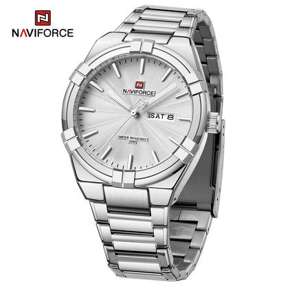 Montre bracelet à quartz pour homme de la marque NAVIFORCE, en acier inoxydable, étanche, horloge de luxe tendance et professionnelle NF9218