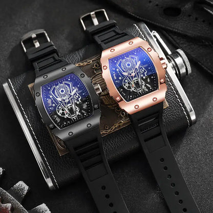1/2 Montres homme tendance Montre de luxe à grand cadran à quartz Montre de sport décontractée à bracelet en silicone Reloj Hombre (sans boîte)