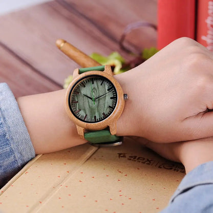 BOBO BIRD Universal Bamboo Wooden Leather Watch