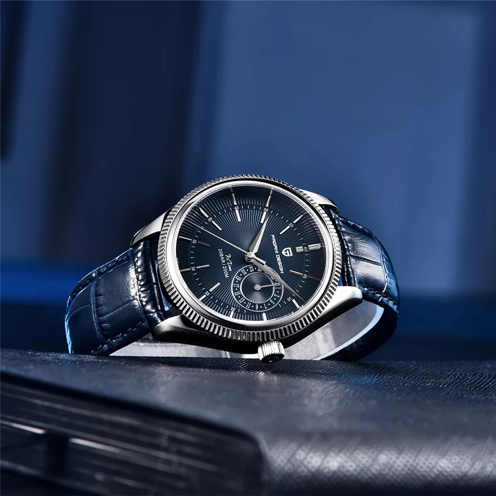 PAGANI DESIGN Montre-bracelet à quartz pour hommes, Montre de plongée de luxe en verre saphir, Étanche 200 m, Date, Montre d'affaires pour hommes