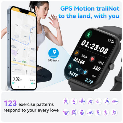 LIGE Montre intelligente GPS Suivi d'activité Appel Bluetooth Moniteur de santé 24h Sport Fitness Étanche Vente flash Bracelet femme