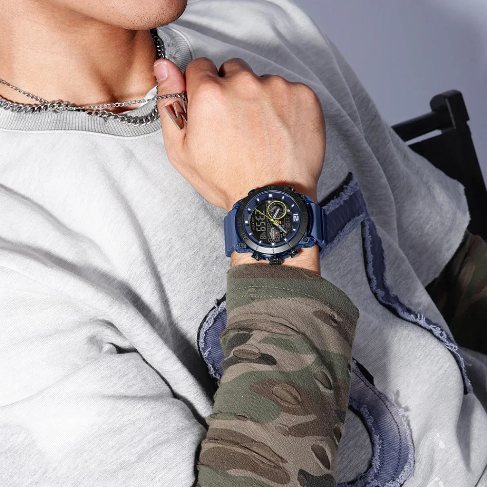 NAVIFORCE Nouvelle Montre-bracelet de Sport Multifonctionnelle pour Hommes, Légère, à Quartz, avec Chronomètre, Double Affichage de l'Heure et Lumière Nocturne, pour Garçons
