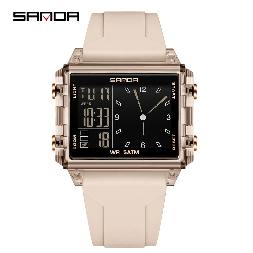SANDA Luxury Brand Digital Watch for Men Women Square Dial Sport Waterproof Watches Man LED Pointer Display Relogios Masculino