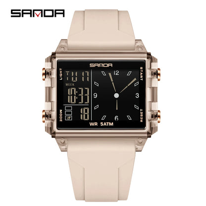 SANDA Luxury Brand Digital Watch for Men Women Square Dial Sport Waterproof Watches Man LED Pointer Display Relogios Masculino