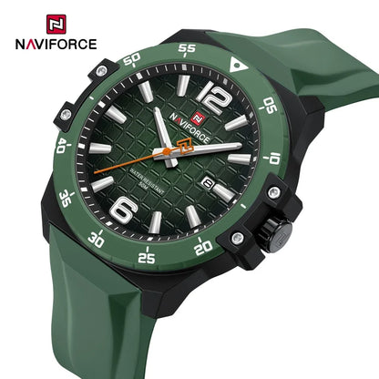 Montre de mode NAVIFORCE pour hommes avec bracelet en silicone Mouvement à quartz Montre élégante pour hommes Classique Étanche 5ATM Montres pour hommes