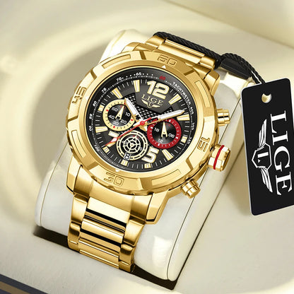 Relogio Masculino LIGE Sport Men Watch Montre Homme de Luxe de Marque Supérieure à Quartz Montre-Bracelet Homme Tendance Militaire Étanche Chronographe Horloge Masculine