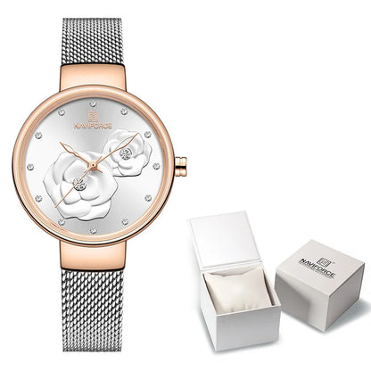 NAVIFORCE – Coffret montre de luxe avec bracelet en maille d'acier, montre créative pour femme