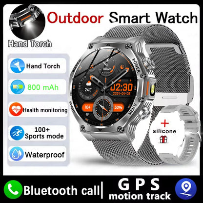 Nouvelle montre intelligente de sport robuste d'extérieur, écran HD 1,8" 390*390, batterie longue durée 800 mAh, suivi de la condition physique, calories, distance.