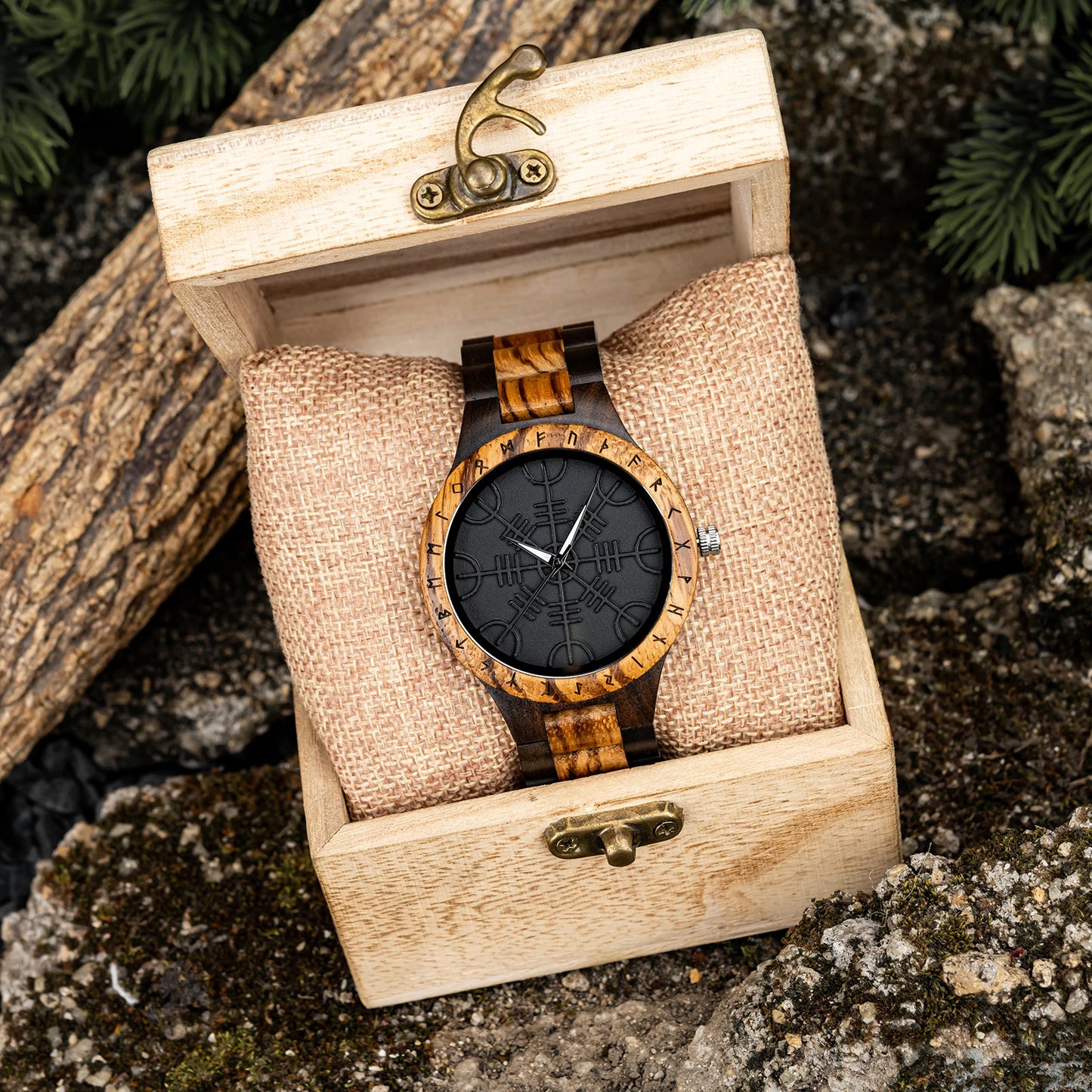 BOBO BIRD Montres en bois Relogio Masculino Montre pour hommes Symbole guerriers vikings Relojes Para Hombre часы мужские Logo personnalisé
