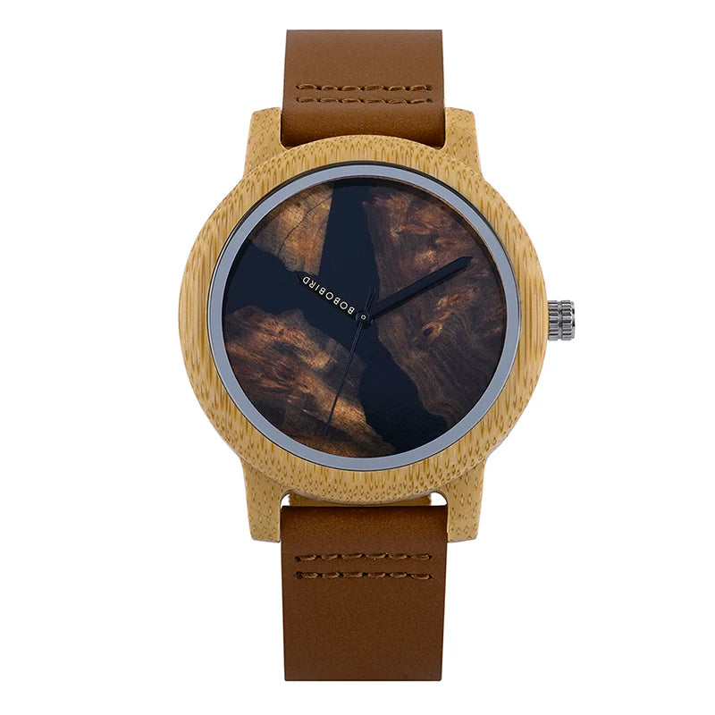 BOBO BIRD Universal Bamboo Wooden Leather Watch