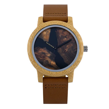 BOBO BIRD Universal Bamboo Wooden Leather Watch