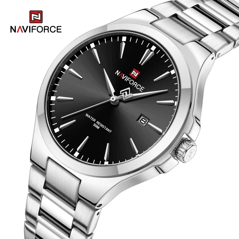 NAVIFORCE – Montres homme tendance au design original, en acier inoxydable, avec calendrier simple, étanches, Relogio Masculino