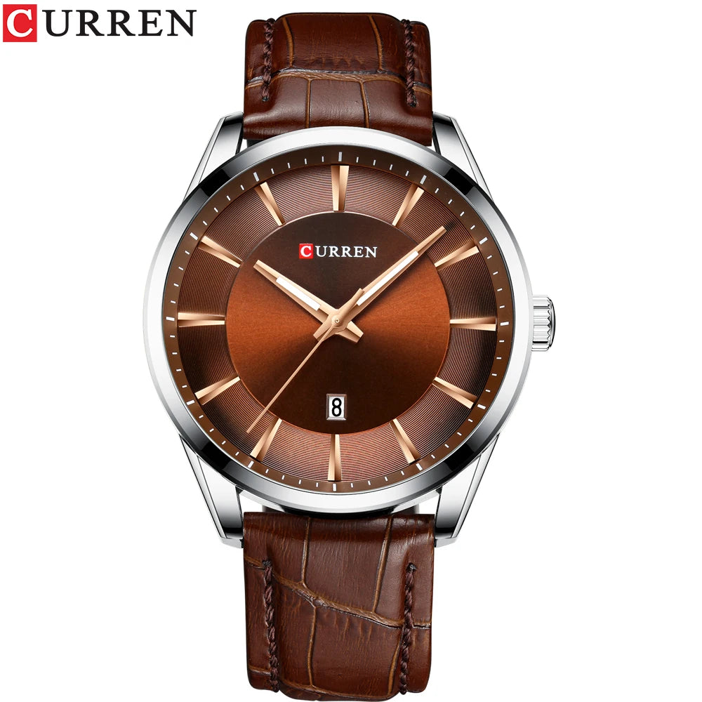 Montres CURREN à Quartz pour Hommes, Bracelet en Cuir, Montres-Bracelets Masculines, Marque de Luxe, Horloge d'affaires pour Hommes, 45 mm, Reloj Hombres
