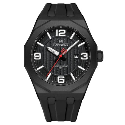 NAVIFORCE 8079 Montre à Quartz Tendance pour Hommes Étanche Veilleuse Calendrier Bracelet en Silicone Montre Décontractée pour Hommes relógios masculino